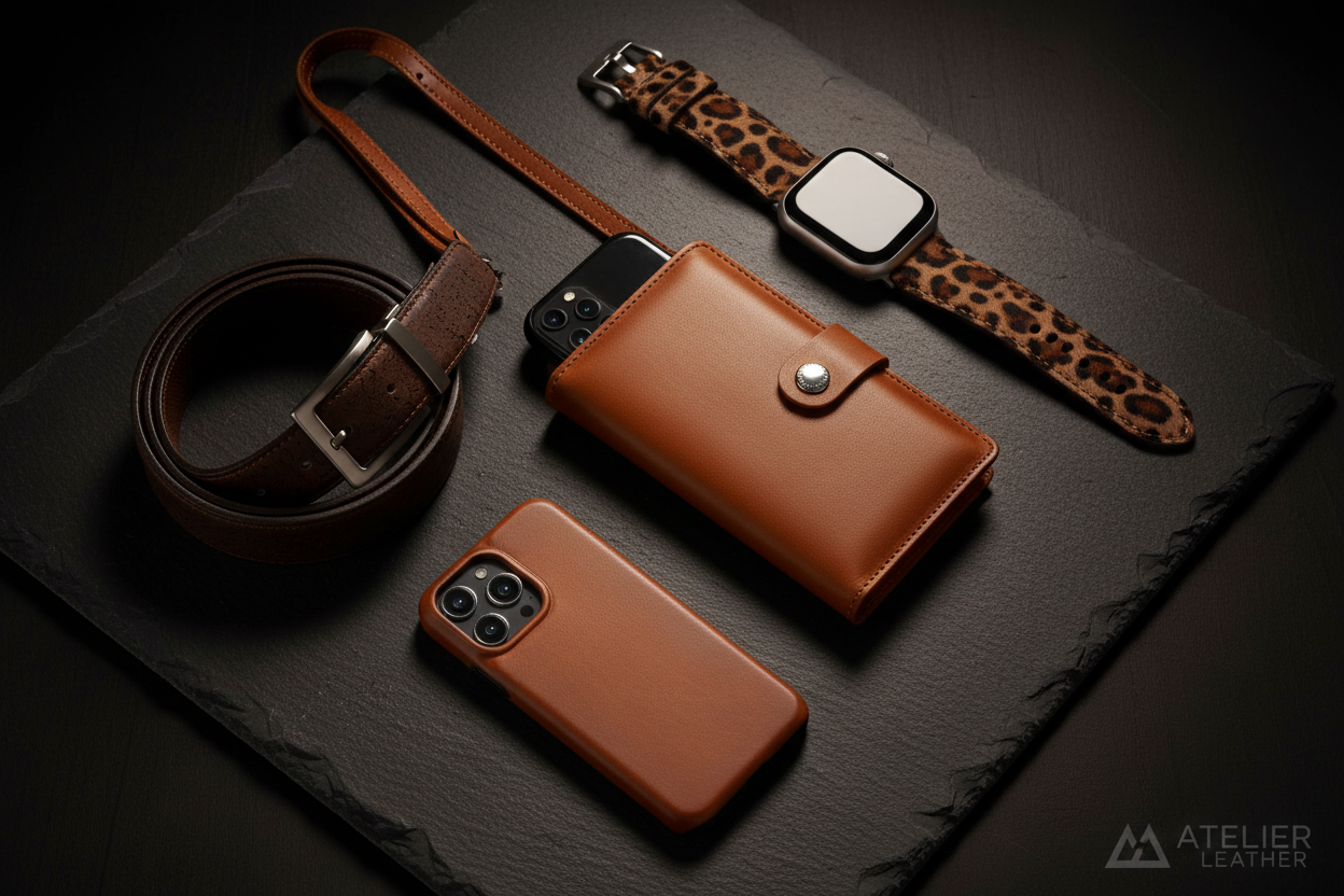 Leather goods aesthetic banner